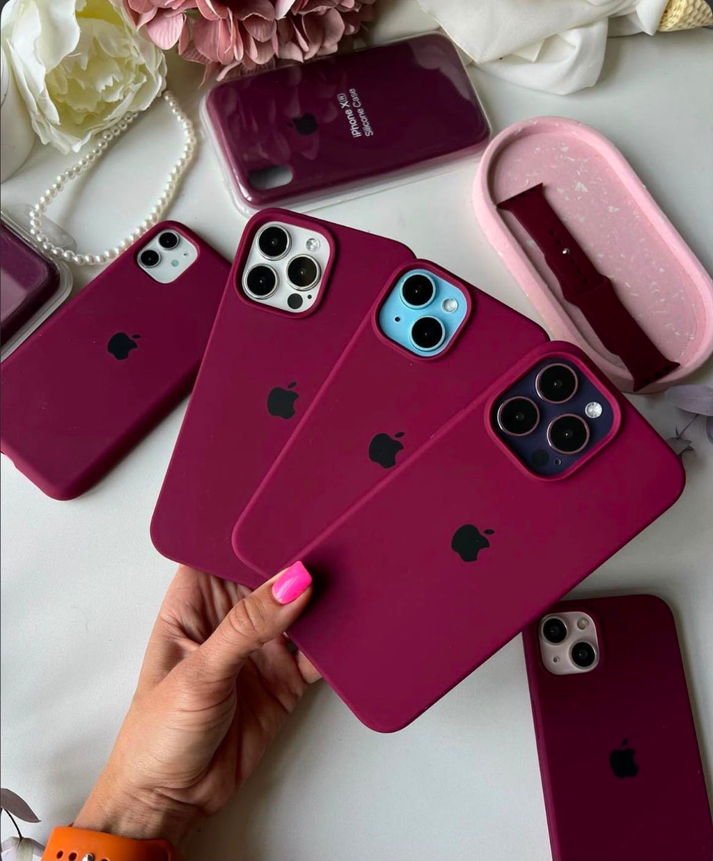 Burgundy Silicone Protective Case for iPhone