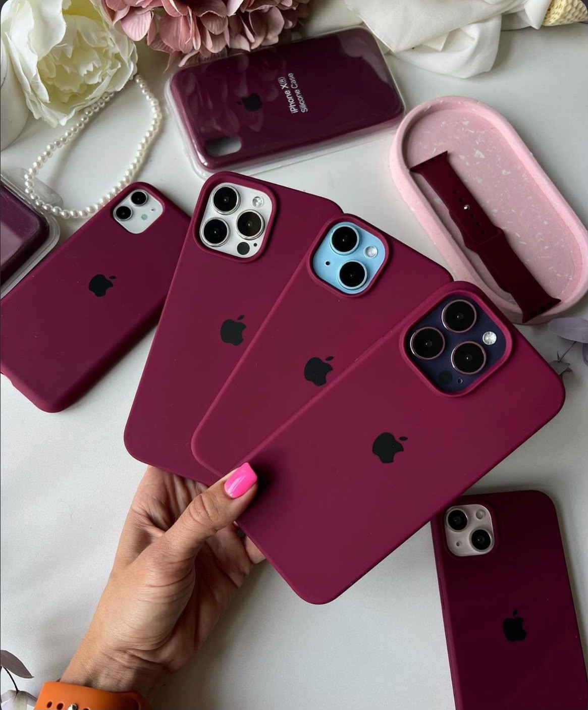 Burgundy Silicone Protective Case for iPhone